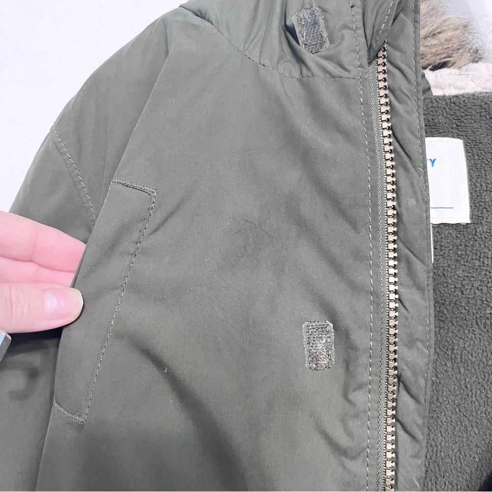 old navy | olive green parka fur-trimmed hood 5t